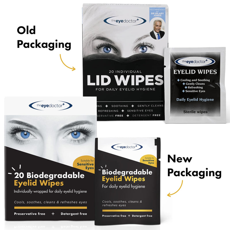 The Eye Doctor Eyelid Wipes – 80 x Single use Eyelid Wipes – Suitable for Sensitive Eyes, Dry Eyes, Blepharitis & MGD - Detergent and Preservative Free Eye Wipes Biodegradable Wipes 80 Count (Pack of 1)