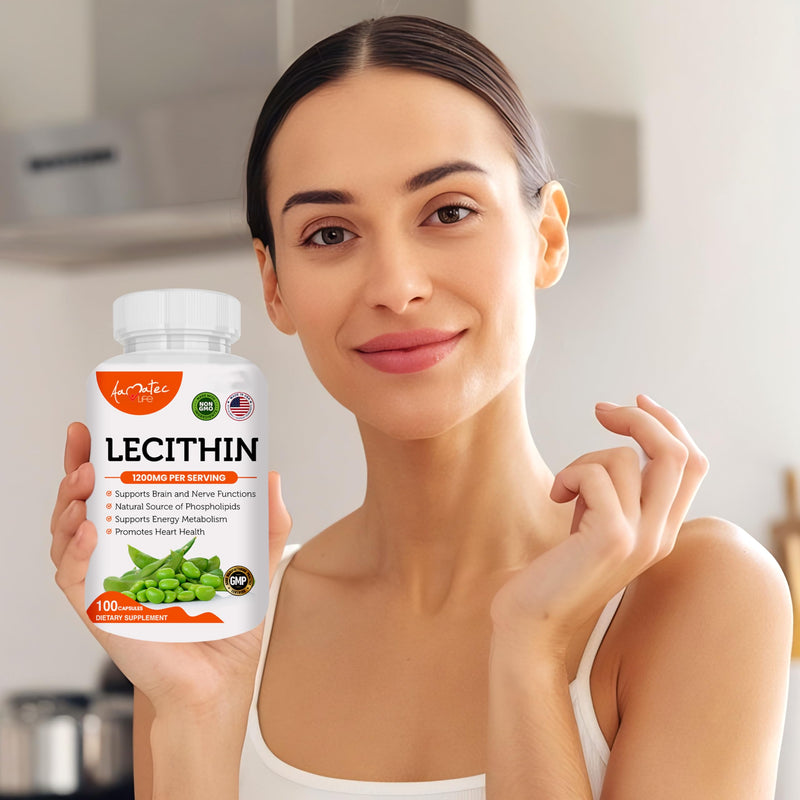[Australia] - Soy Lecithin 1200mg Capsules Supplement for Heart, Liver & Brain Health ‚Äì Supports Immune System, Brain Function & Metabolism - Non-GMO & Made in The USA- 100 Capsules / 1200mg 