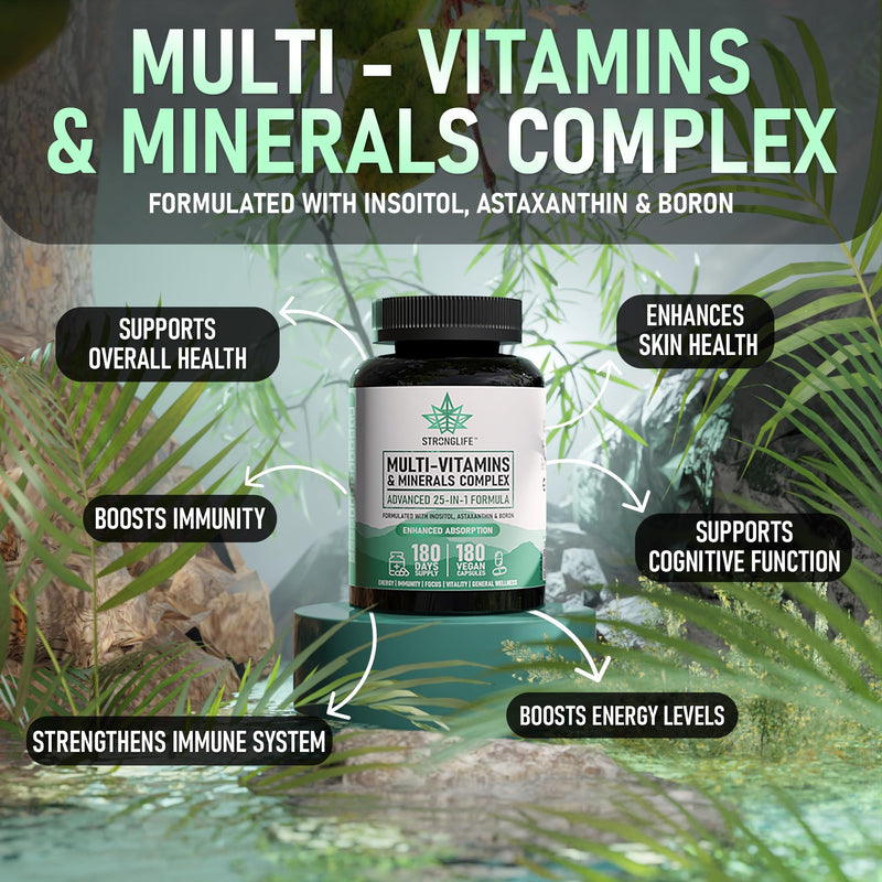 Multivitamin Capsules 25 -in- 1 for Men & Women | 180 Capsules | 180-Day Supply | Full Daily Support with Essential Vitamins, Minerals & Nutrients