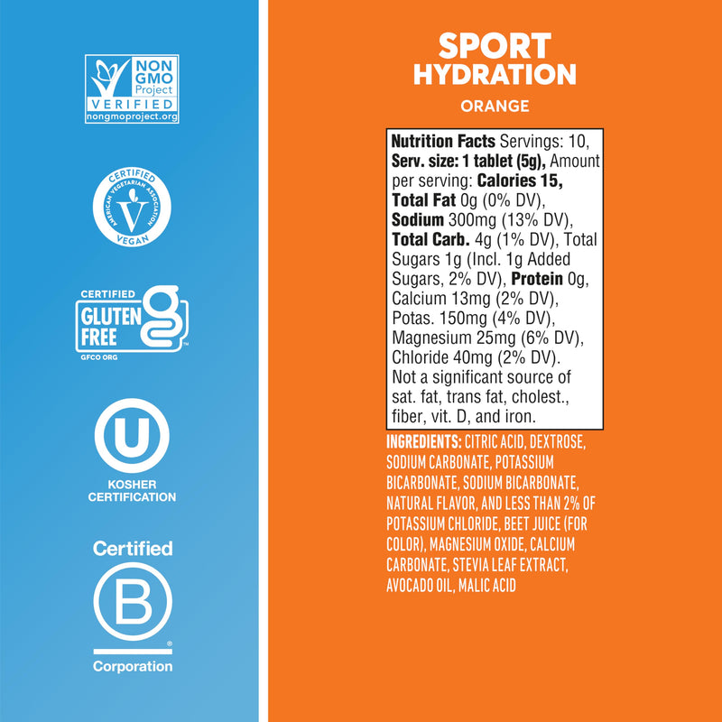 Nuun Sport Electrolyte Tablets Orange, GF & Vegan, 8 Pack | 80 Servings with Magnesium, Calcium, Potassium, Chloride & Sodium, Gluten Free & Vegan 80 Count (Pack of 1)