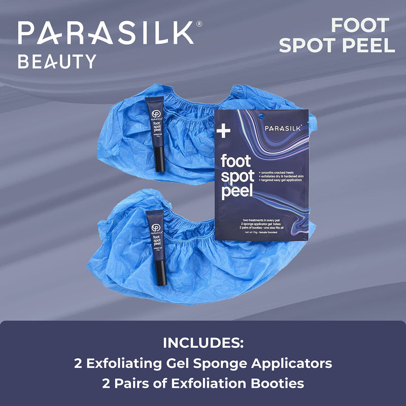 [Australia] - Parasilk Exfoliating Foot Spot Peel– 2 Gel Sponge Applicators & 2 Pairs of Exfoliation Booties. Targeted Repair for Rough, Dry Skin, Cracked Heels and Feet 