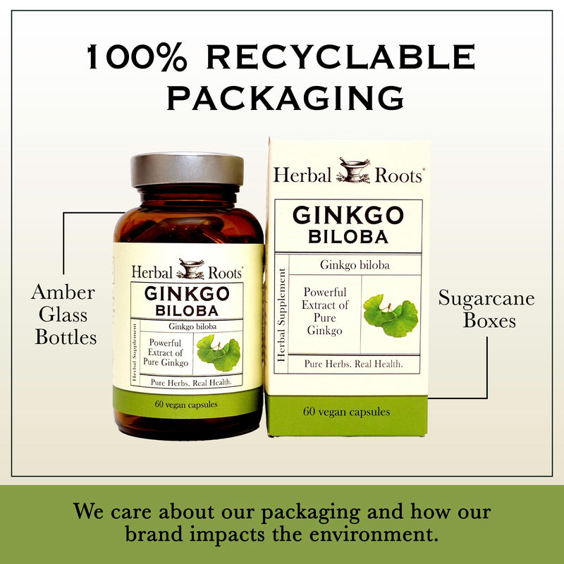 [Australia] - Herbal Roots Ginkgo Biloba Made with Pure Organic Ginkgo Leaf - 1,400mg per Serving, 60 Vegan Capsules 