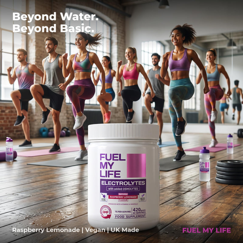 Electrolyte Powder with Osmolytes - Natural Raspberry Lemonade Flavour - 420g (60 Servings) - Sugar-Free with Vitamins & Minerals - Vegan - UK Made