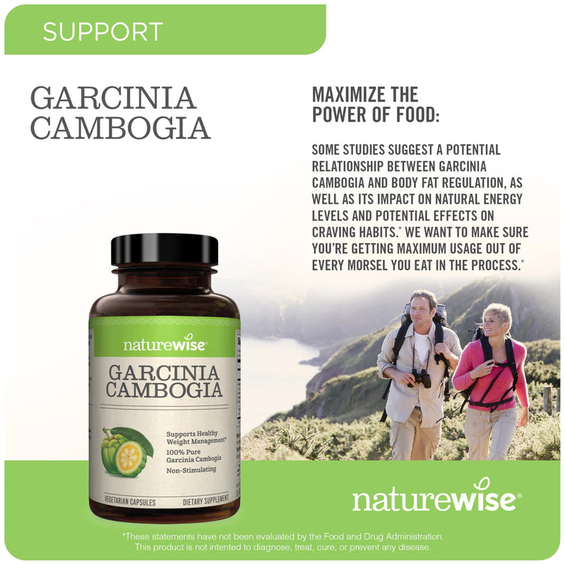 [Australia] - Naturewise Garcinia Cambogia - 60% HCA Concentration Extract, Natural Support for Weight Goals and Energy Levels - Vegan, Non-GMO, Gluten Free - 180 Capsules[2-6 Month Supply] 180 Count (Pack of 1) 