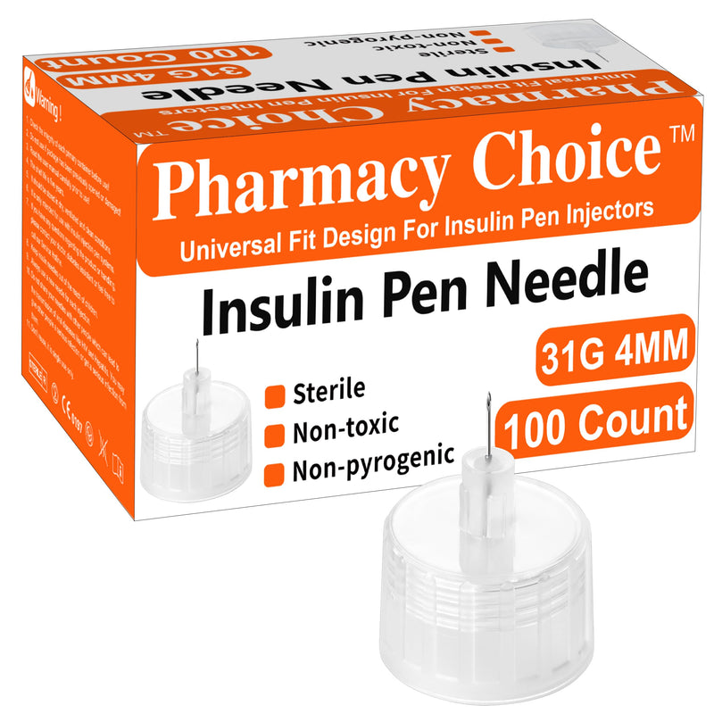[Australia] - 31G 4MM(5/32") Insulin Pen Needles, Diabetic Needles for Insulin Injections, 100 Count, Universal Fit, Compatible with Most Pen Injector Device, Super Thin for Diabetes Comfortable Injection 