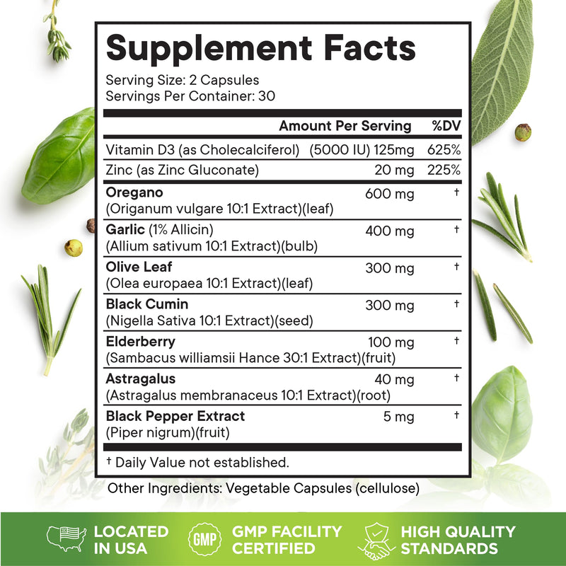 [Australia] - Superfood MD Oregano Oil Garlic Extract Olive Leaf Black Seed Oil Astragalus- for Women and Men- 60 Count 60 Capsules (Pack of 1) 