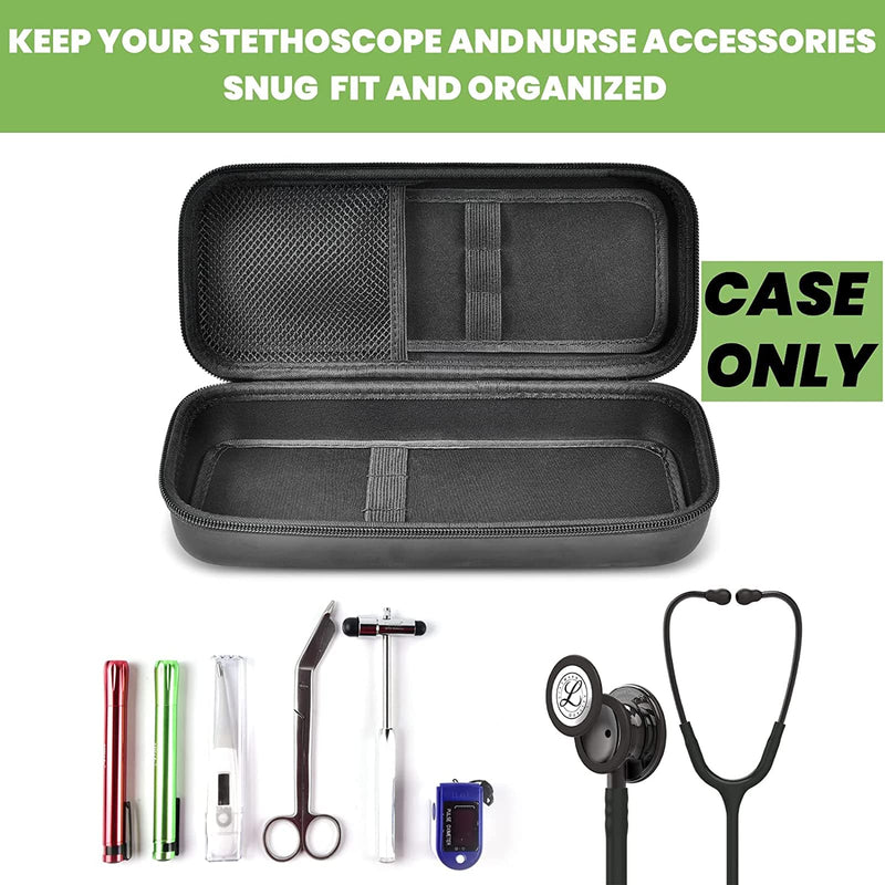[Australia] - Stethoscope Case Compatible with 3M Littmann Classic III Monitoring/Lightweight II S.E/Cardiology IV Diagnostic/MDF Acoustica Stethoscopes, Extra Pocket for Doctor & Nurse Accessories (Black) Black 