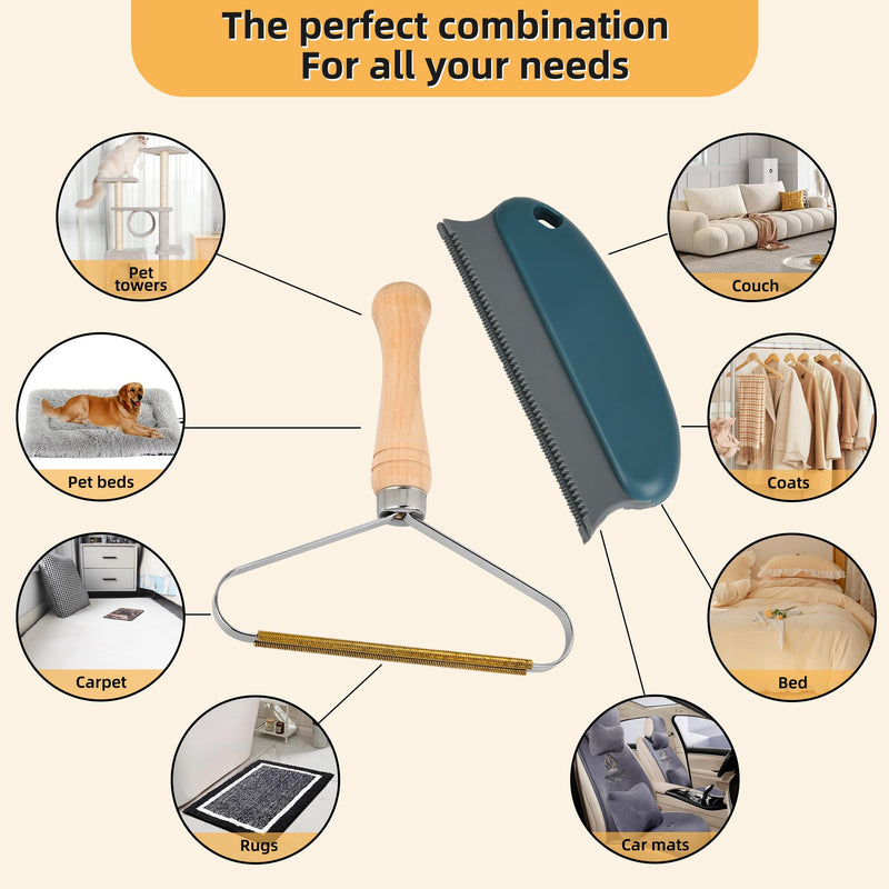 [Australia] - Pet Hair Remover, Deep Cleaning Dog Cat Hair Remover, Lint Cleaner Pro, Fur Removal Tool, Portable Carpet Scraper Rake, Fuzz Hairball Shaver Brush for Carpet, Car Mat, Couch, Pet Bed, Furniture, Rug 2-pack 