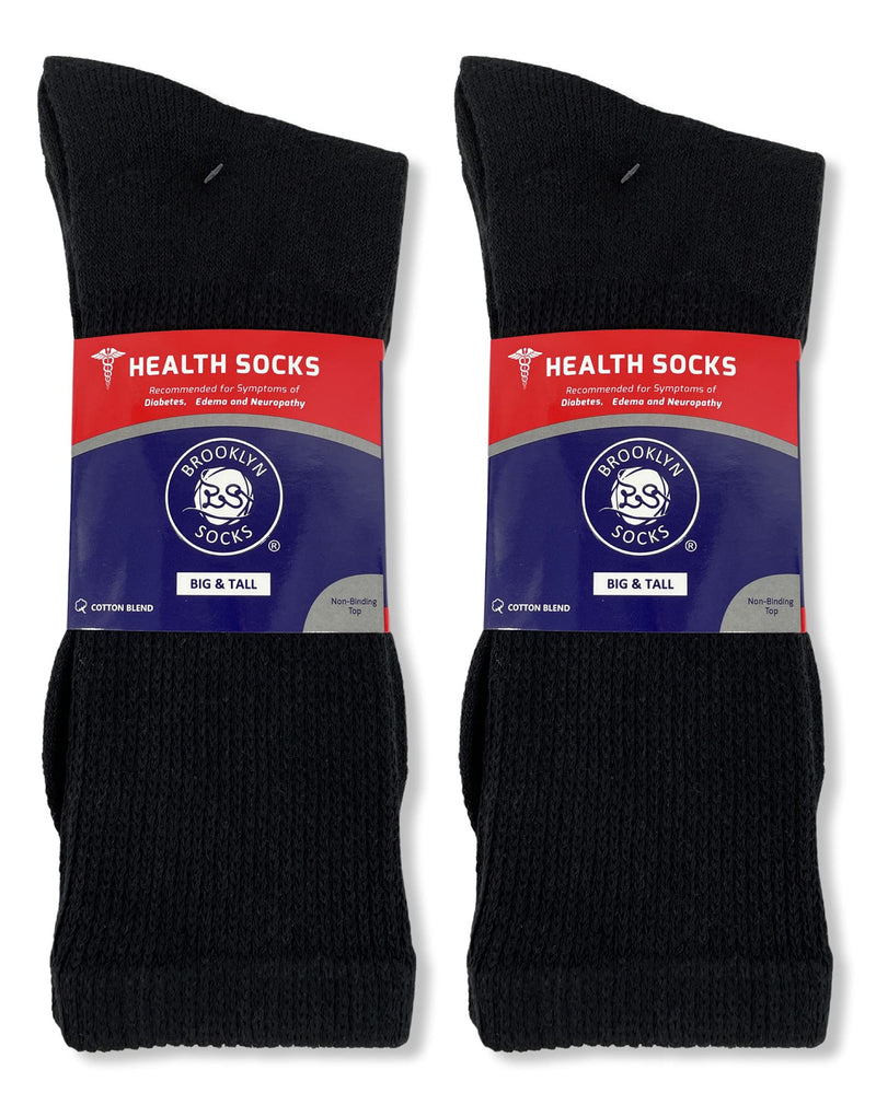 [Australia] - Big and Tall Diabetic Cotton Neuropathy Crew Socks, King Size Mens Athletic Crew Socks (13-16, Black) - 6 pairs 