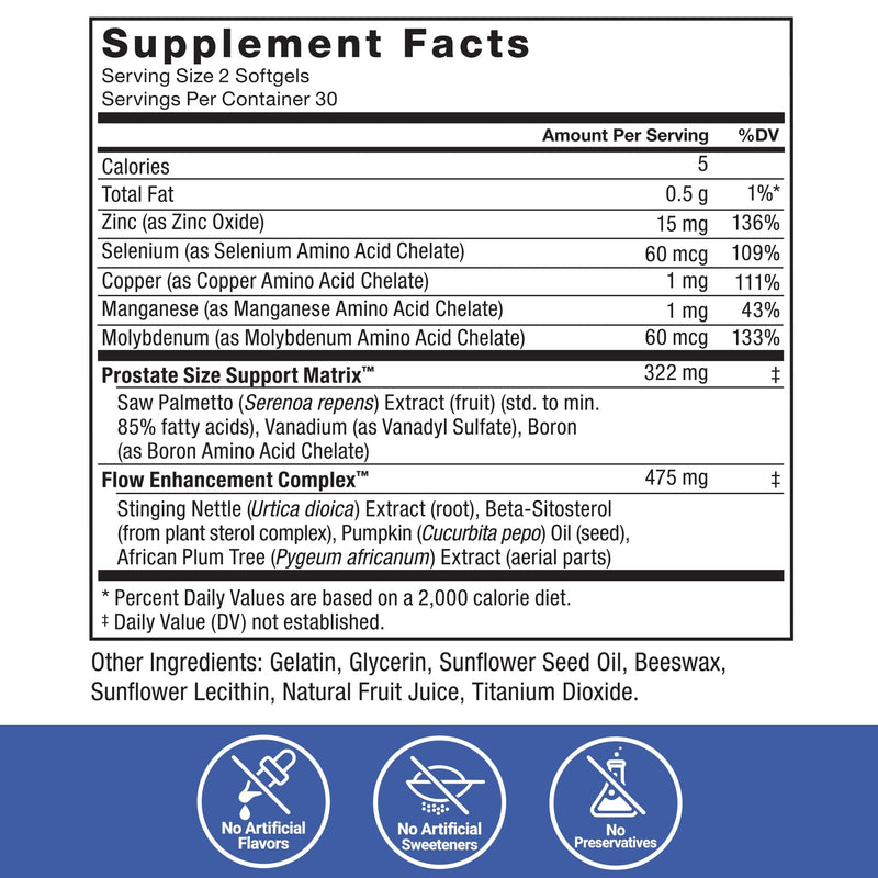 [Australia] - Force Factor Prostate Saw Palmetto and Beta Sitosterol Supplement for Men, Prostate Health/Size Support, Urinary Relief, Bladder Control, Reduce Nighttime Urination, 60 Softgels 