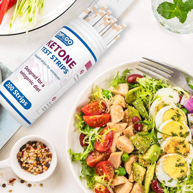 [Australia] - Ketone Test Strips: 200 Premium Keto Strips Urine Test for Ketosis on Ketogenic & Low-Carb Diets, DIP&GO Ketosis Home Urinalysis Tester Kit Ketone test strips 