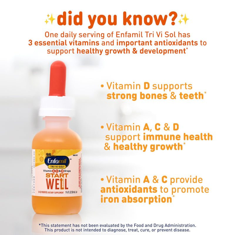 [Australia] - Enfamil Tri-Vi-Sol Infant Multivitamin Drops, Supports Growth & Immune Health for Babies, 50mL Bottle 1.69 Fl Oz (Pack of 1) 