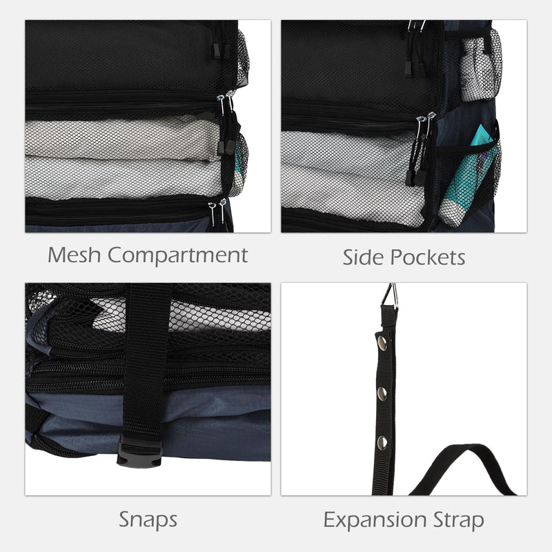 TABITORA Travel Luggage Organizer Hanging Packing Cubes Portable Hanging Shelves Carry on Closet for Suitcase with 2 Hooks,Collapsible(Navy,M) Navy Medium