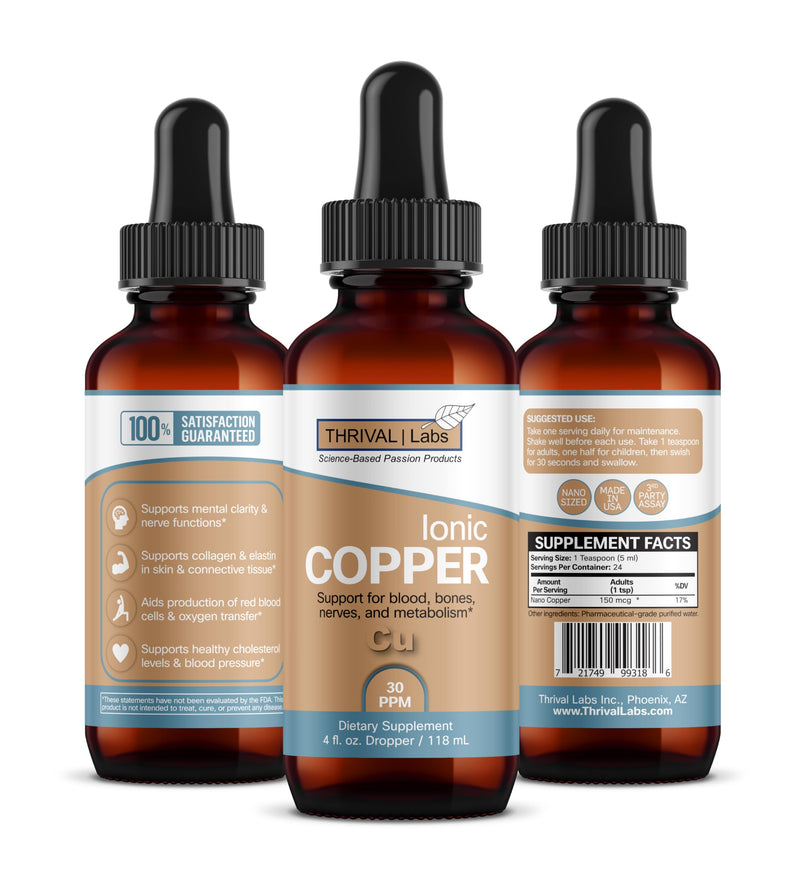 [Australia] - Ionic Colloidal Copper Liquid (30 PPM) | Mental Clarity & Nerve Function | Hair, Skin, Nails & Collagen | Red Blood Cells & Energy Production | Cholesterol Levels & Blood Pressure (4oz Dropper) 4 Fl Oz (Pack of 1) 