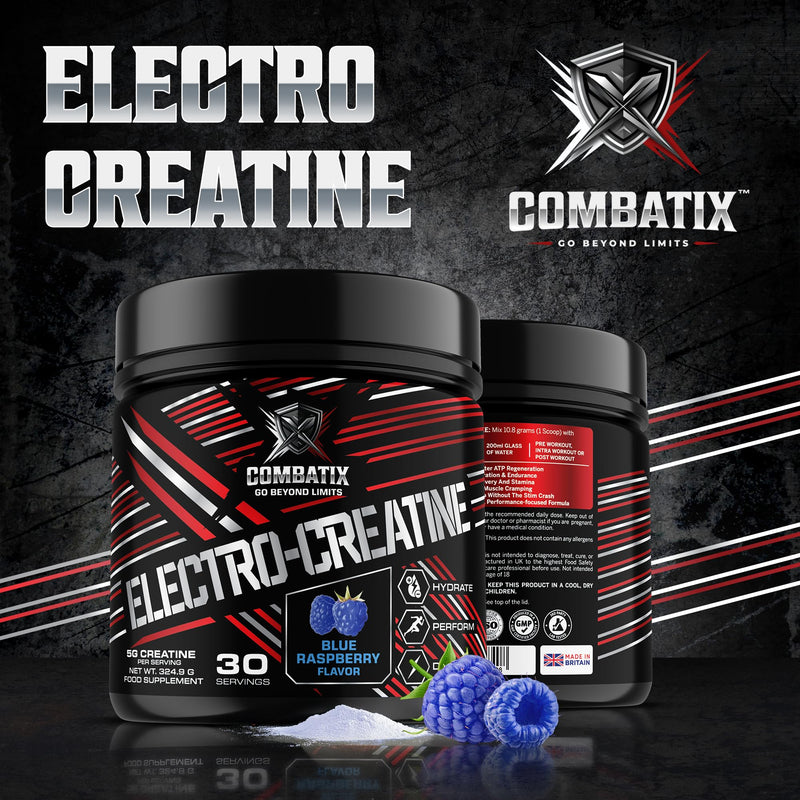Premium Creatine Monohydrate + Electrolytes Powder 324g – Supplement for Performance Athletes – Hydration, Recovery & Endurance Support - Pre & Intra Workout (30 Servings,Blue Raspberry) Blue Raspberry 30 Servings