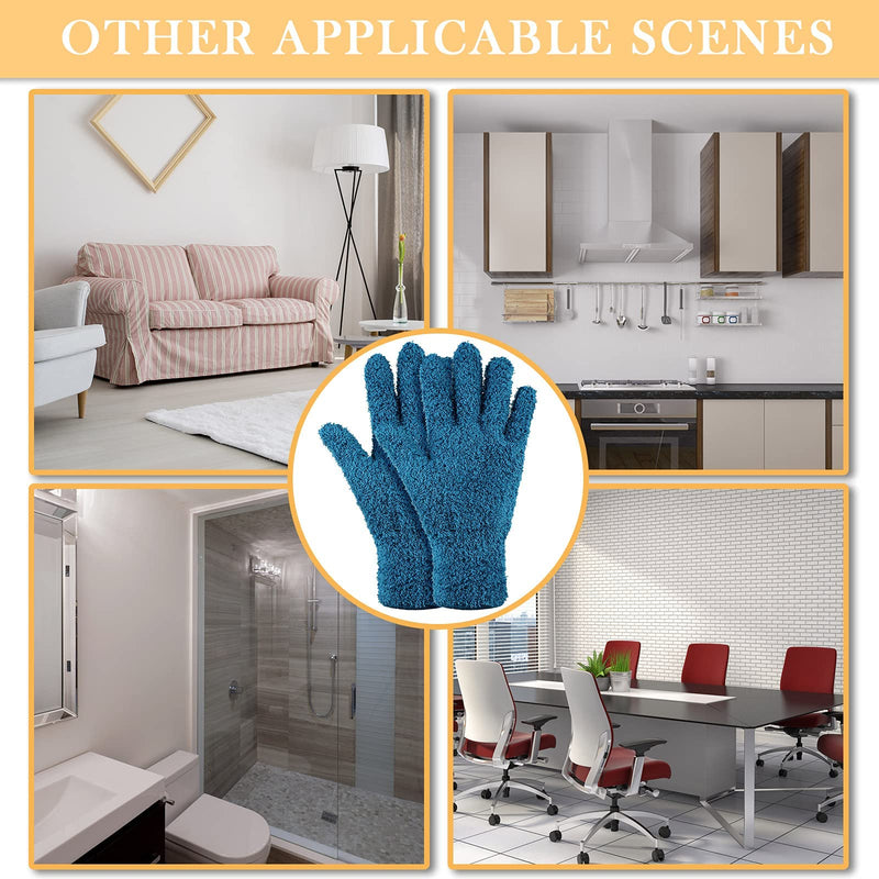 [Australia] - Patelai 3 Pairs Microfiber Dusting Gloves Washable Reusable Cleaning Mittens Gloves for Women One Size (Pack of 6) Dark Blue, Gray, Khaki 