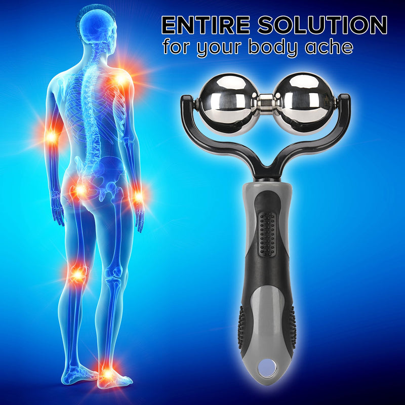 [Australia] - Nobility Massage Ball Roller– Ice Cold and Hot for Deep Tissue and Sore Muscle Relief of Stiffness and Stress, Body, Neck, Back, Foot, Plantar Double Grey 
