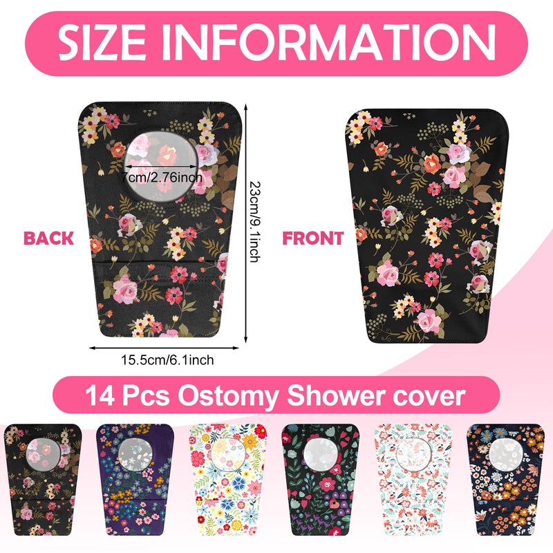 [Australia] - 14 Pcs Ostomy Bag Pouch Covers for Women Men with Round Opening Care Protector Shower Wraps Cover Odor Cute Style 