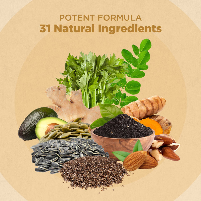 Strength & Spices Psoriasis Relief Skin Care Supplements, Immune System Booster with 31 Powerful Ingredients and Amino Acids, Soothes Red, Flaky Skin, 1000 mg, 60 Vegan Capsules, Refill Paper Bag