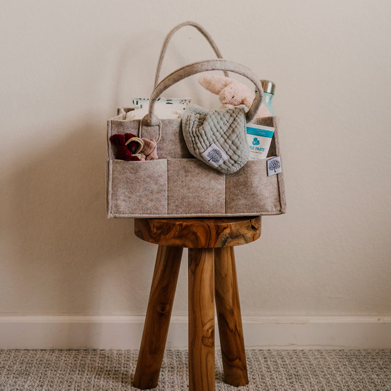 [Australia] - Parker Baby Diaper Caddy - Nursery Storage Bin and Car Organizer for Diapers and Baby Wipes (Oatmeal, Large) Oatmeal 