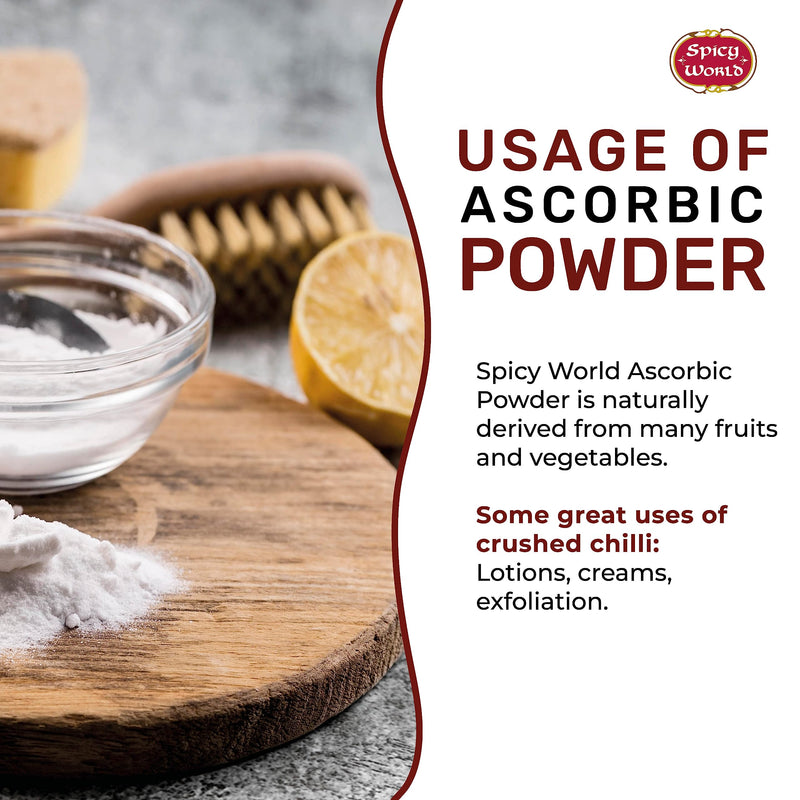 Spicy World Ascorbic Acid 1 LB Bulk Bag - Pure Vitamin C Powder - 100% Pure, Food Grade, Can be Used for Canning, Fruit, Pools - USP Grade 16 Ounce (Pack of 1)
