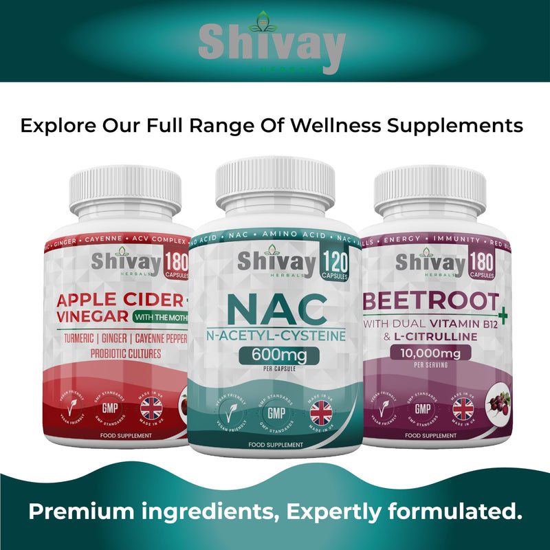 NAC N-Acetyl Cysteine 600mg | High Strength & Max Absorption | 120 Vegan Capsules (4 Month Supply) | Pure Amino Acid Supplement | UK Made by Shivay Herbals