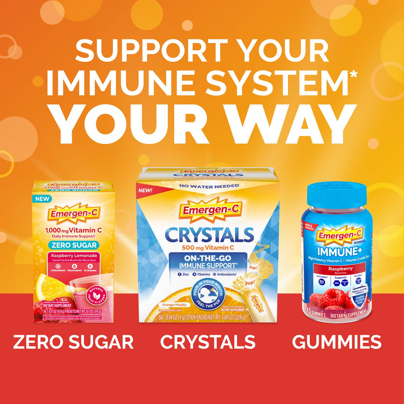 Emergen-C Vitamin C 1000mg Immune Support Chewables, Orange, 40 Tablets | Chewable Tablets, B Vitamins, Zinc and Manganese, No Water Needed, More Vitamin C than 10 Oranges