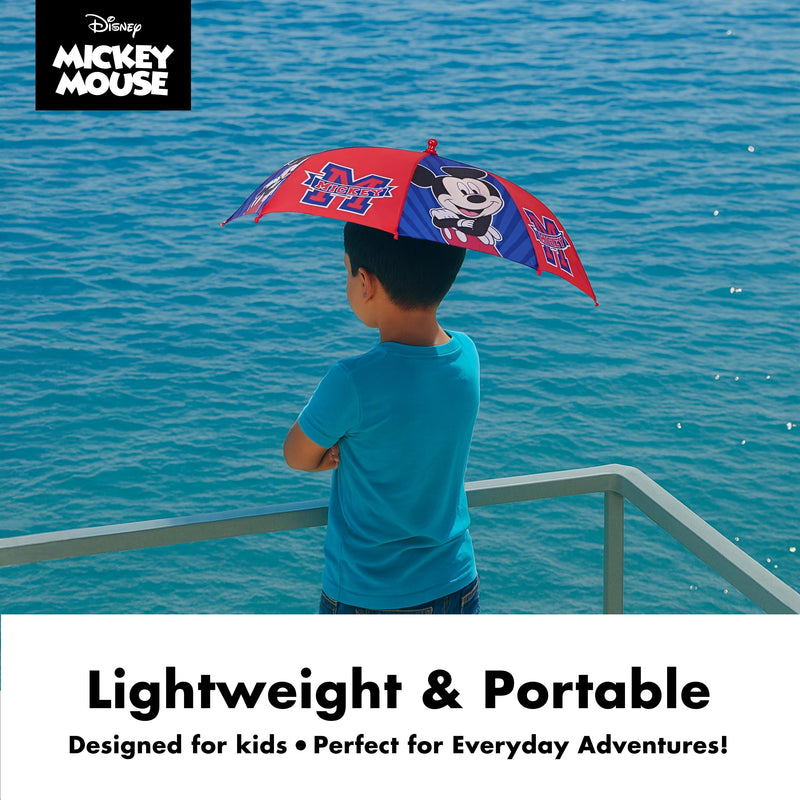 Disney Kids Umbrella, Lightning or Mickey Mouse Toddler and Little Boy Rain Wear for Ages 3-6 Red/Blue