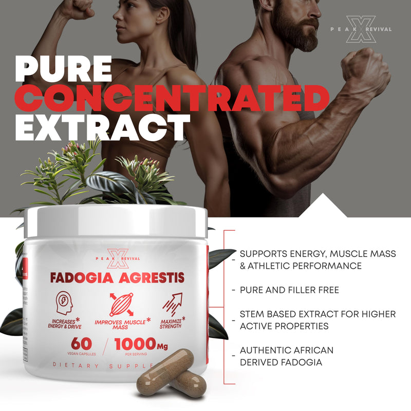 [Australia] - Fadogia Agrestis 1000mg Per Serving Supplement - Potent Extract to Increase Energy, Athletic Performance & Muscle Mass - Supplements, Made in The USA (60 Capsules) 