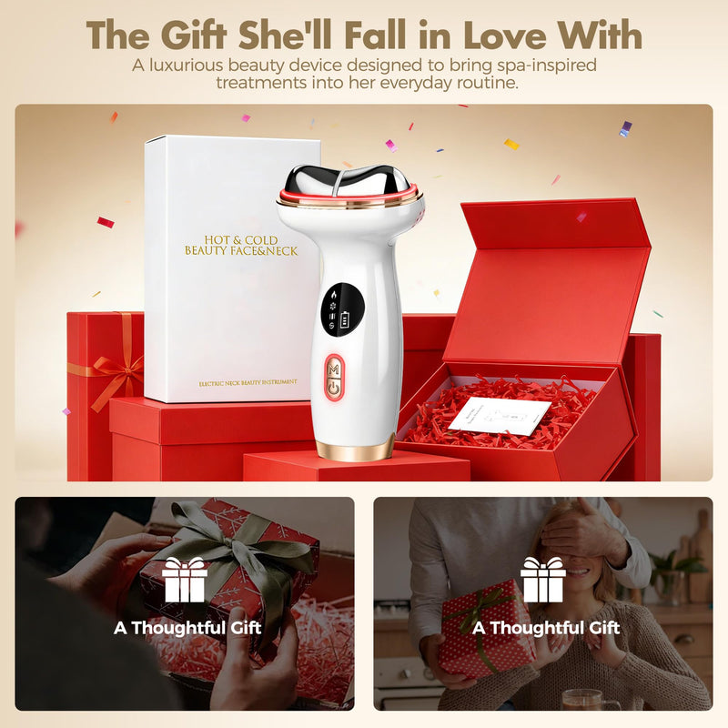 Red Light Therapy for Face, Electric Gua Sha Facial Massager, Microcurrent Facial Device for Tightening & Lifting, Warm Compress for Better Skincare Absorption & Cold Compress for Depuffing White