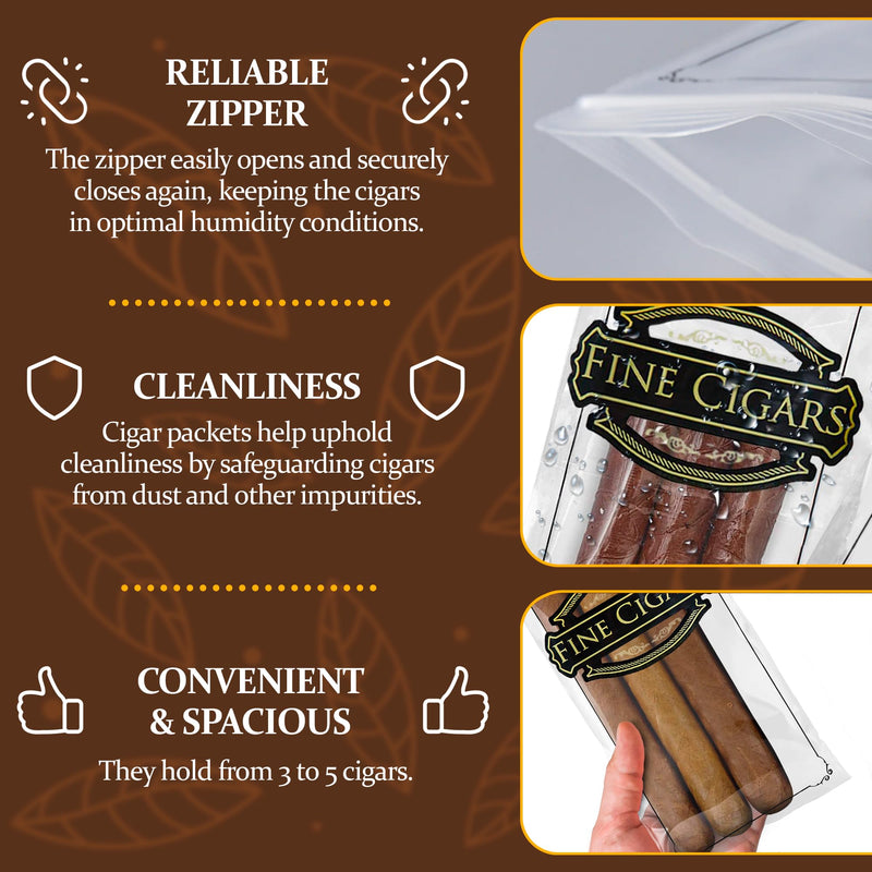 [Australia] - APQ Clear Cigar Bags Plastic, 5 x 10 Inches. 100 Pack Clear Plastic Cigar Bags with Zipper Closure. Durable 2 Mil Cigar Plastic Sleeve. Resealable Cigar Bag for Storing, Packing Cigars 5" x 10" / 2 mil / 100 Pack 