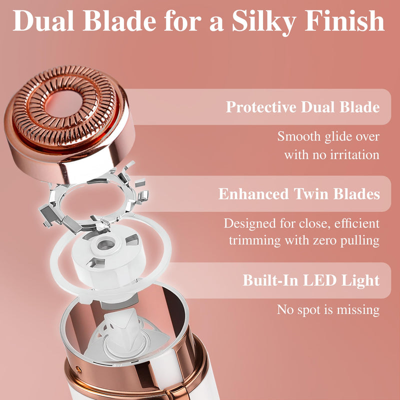 [Australia] - Facial Hair Removal for Women | Upper Lip Mustache Remover Device Face Shaver Woman Chin Peach Fuzz Electric Trimmer Dermaplane Female Razor Ladies Tweezers Lady Epilator Girls by VISOFO (White) White 