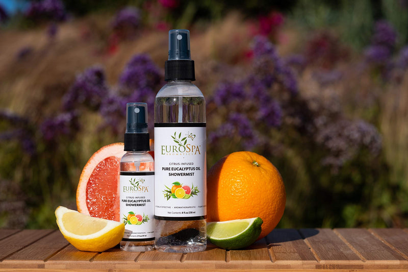 EuroSpa Aromatics Pure Eucalyptus Oil ShowerMist and Steam Room Spray, All-Natural Premium Aromatherapy Essential Oils - Citrus Infused, 8oz 8 Fl Oz (Pack of 1)