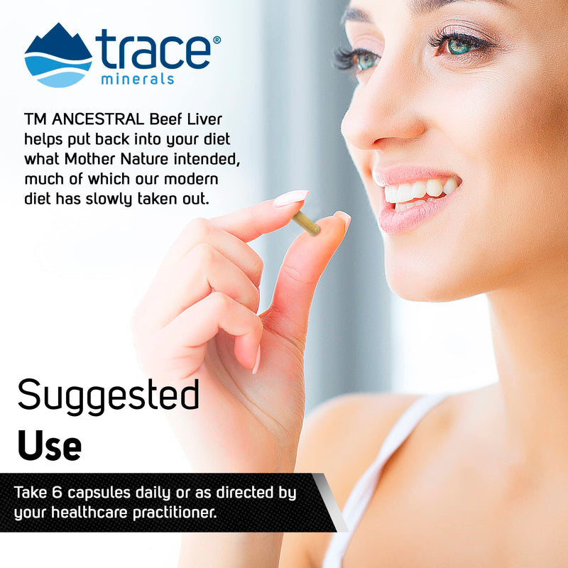 [Australia] - Trace Minerals | Ancestral Beef Liver Capsules (3000mg Bovine Liver) | Pasture Raised, Grass Fed & Finished | Paleo & Keto Friendly | 30 Servings | 180 Count 