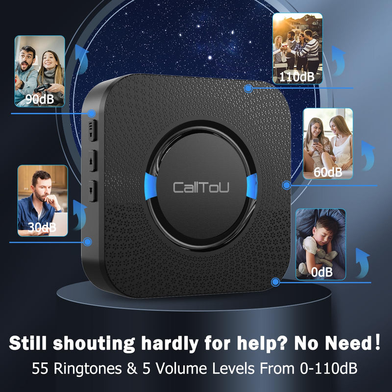 [Australia] - CallToU Wireless Caregiver Call Button Elderly Monitoring Alert Systems for Seniors 1 Plugin Receiver 2 Waterproof Transmitters 1 receiver + 2 call button 