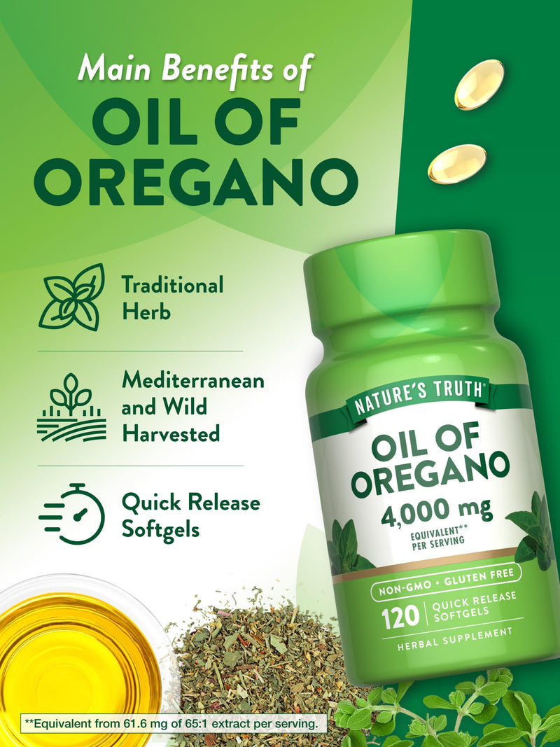[Australia] - Nature's Truth Oil of Oregano Softgels | 4000 mg | 120 Count | Non-GMO & Gluten Free Herbal Supplement 