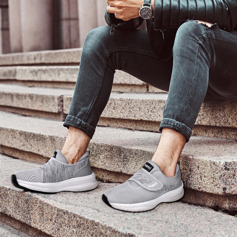 [Australia] - Diabetic Shoes for Men Extra Wide Width‰∏®Walking Shoes for Elderly Foot Pain Relief Neuropathy‰∏®Orthopedic Shoes for Swollen Feet Adjustable‰∏®Zapatos para Diab√©ticos Hombre 8.5 Wide Grey 