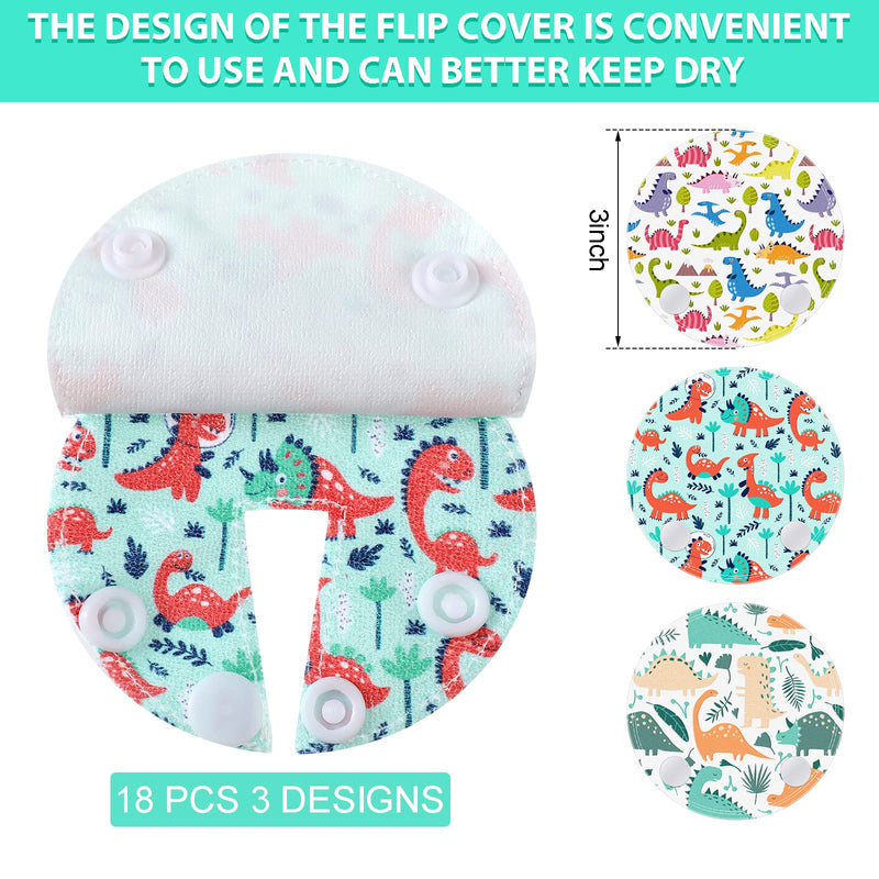 [Australia] - 18 Pack Feeding Tube Pads Button Pads Gtube Button Covers Reusable Button Pads g Tube Cutie Dinosaur Feeding Supplies for Kids Baby Breastfeeding Nursing Care Medium 