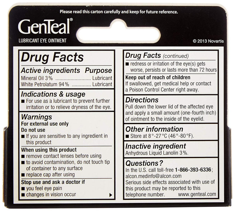 Genteal Tears Night-Time Ointment 3.5g Clear 0.12 Fl Oz Pack of 1