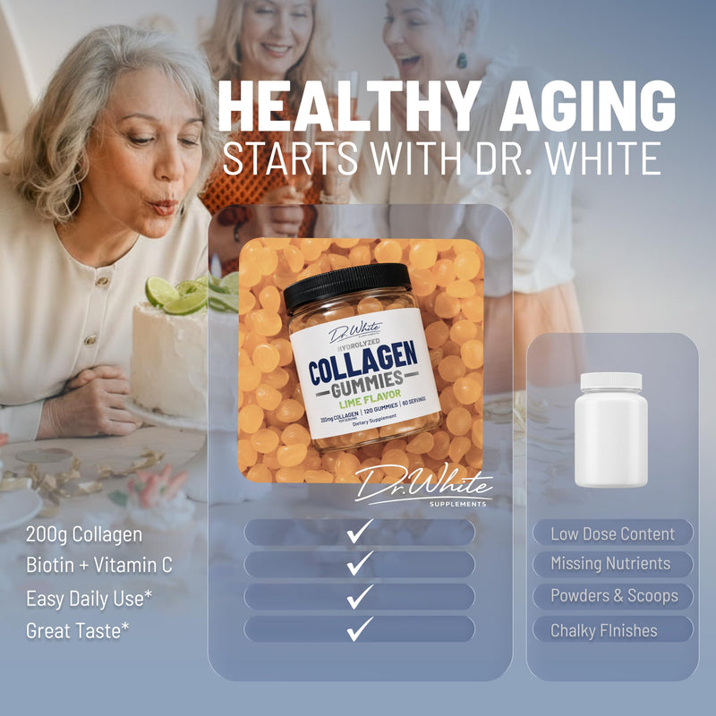 Hydrolyzed Collagen Gummies for Men & Women, Clinically Inspired, Types 1 2 3 5 10, Gluten-Free, Non-GMO, Gelatin-Free, 200mg per Serving, Lime Flavor (120 Gummies)
