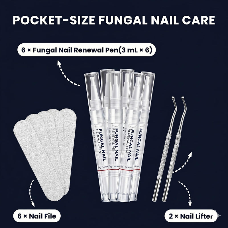 Toenail Fungus Pen: 25% Undecylenic Acid & 1% Tolnaftate for Clear Nails | EXTRA STRENGTH / DUAL-POWER / COMPLETE KIT 0.1 Fl Oz (Pack of 6)