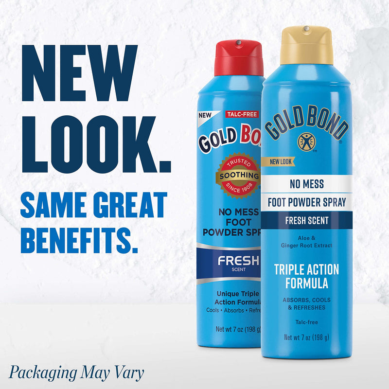 Gold Bond No Mess Talc-Free Foot and Body Powder Sprays, 7 oz., Fresh Scent, With Triple Action Formulas