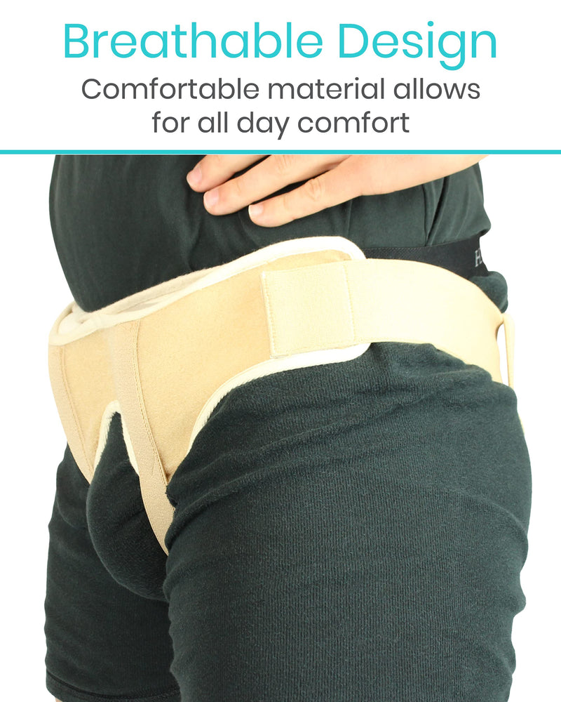 [Australia] - Vive Hernia Belt - Hernia Support Truss for Single/Double Inguinal or Sports Hernia - Two Removable Compression Pads & Adjustable Groin Straps - Surgery & Injury Recovery (Small) Small 