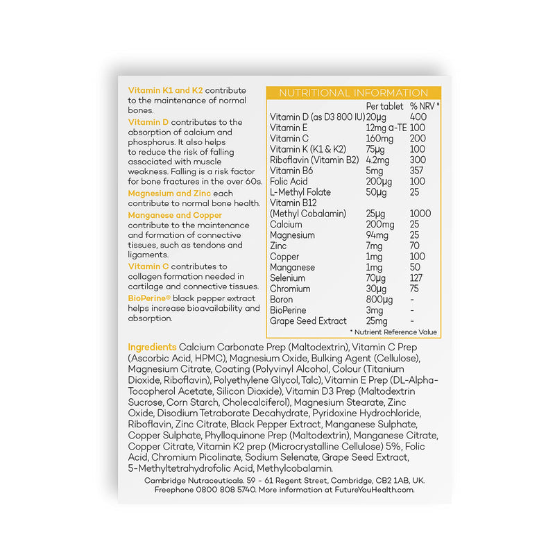 Prime Fifty Strong Bones Supplements – 28 Multivitamin Tablets with Calcium, Magnesium, Zinc, Copper & Vitamins – Developed for Over 50s to Help Keep You Active