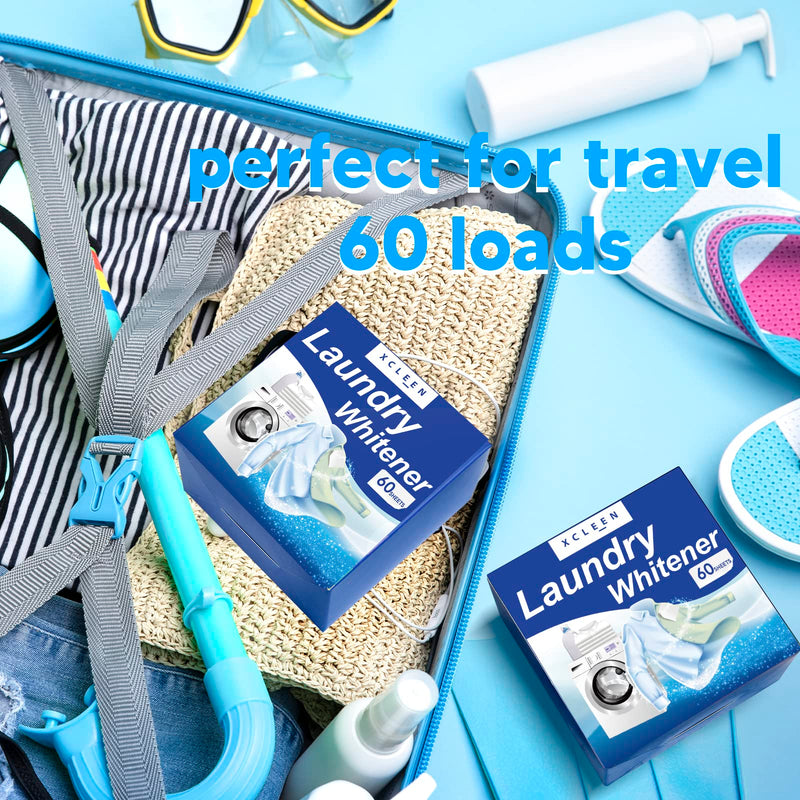 [Australia] - Laundry Whitener Sheets 60 count, Chlorine Free, Fragrance Free Bleach for White Clothes, Safe for Use in All Washing Machines Unscented 