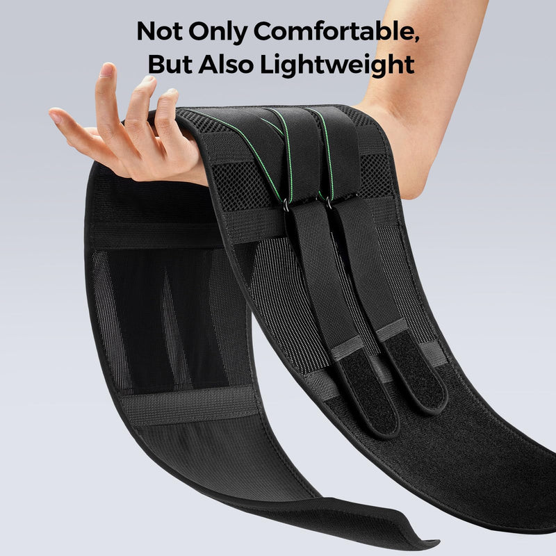 [Australia] - FREETOO Back Brace for Men Lower Back Pain with 7 Metal Stays, for Sciatica, Herniated Disc, Scoliosis and More Pain Relief! Breathable Back Support Belt for Women Work with Soft Pad, Lightweight Lumbar Support for Dairly Activity M(Waist:33"-39") Black 