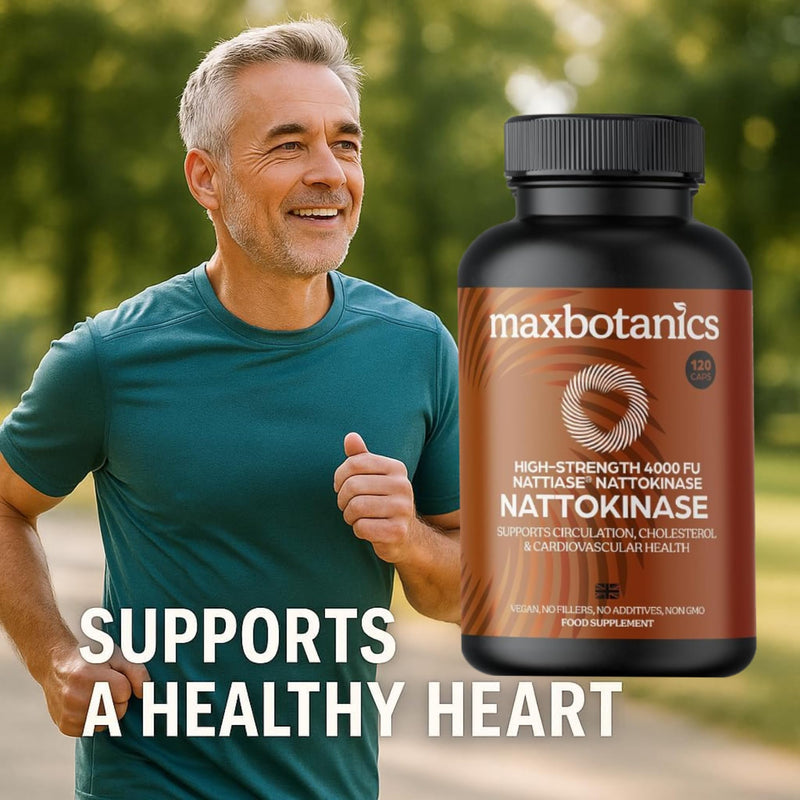 Nattokinase Supplement 4000 FU Supports Circulation Cholesterol & Cardiovascular Health High Strength Natural Japanese Natto Enzyme GMP Certified Zero Additives Vegan 120 Capsules UK Made 120 count (Pack of 1)