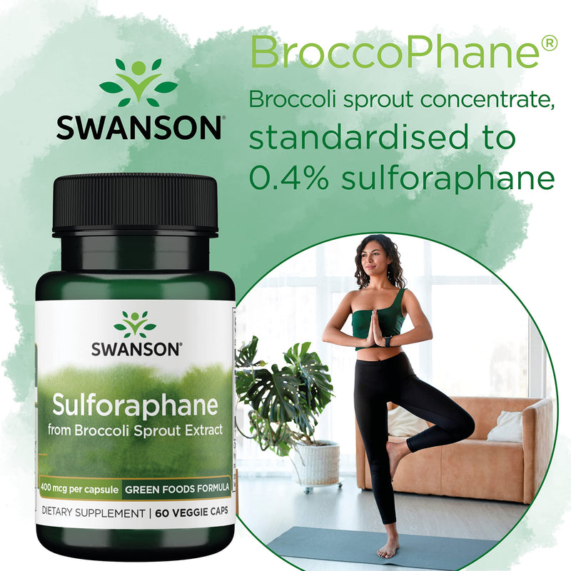 Swanson, Broccoli Sprout Extract, with Sulforaphane, 60 Vegan Capsules, high Strength, Vegetarian, Soy Free, Gluten Free, Non-GMO