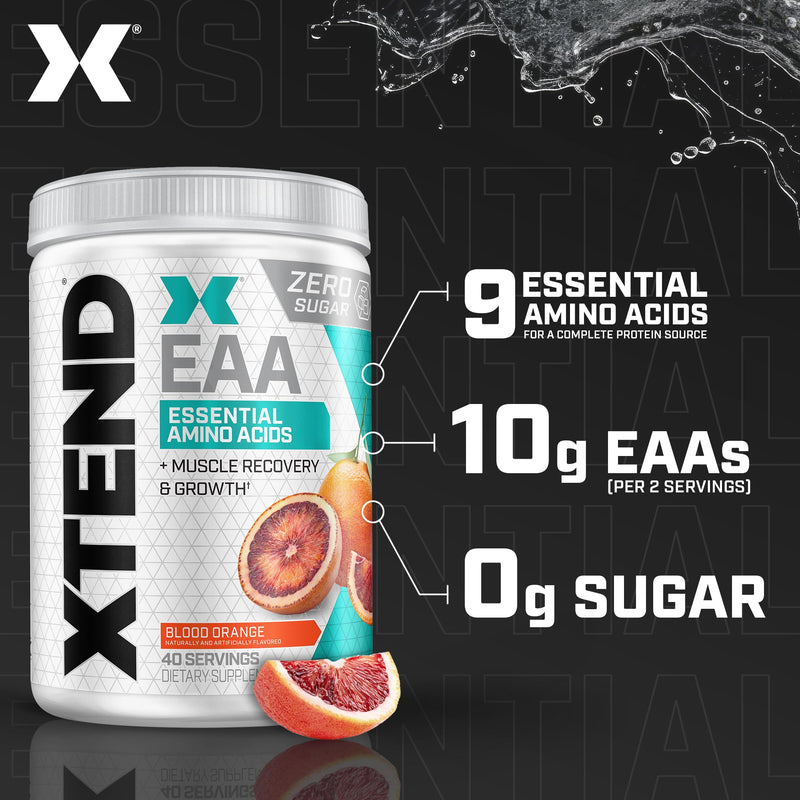 [Australia] - XTEND EAA + BCAA Powder | Muscle Recovery & Lean Muscle Growth | 9 Essential Amino Acids for Intra Workout or Post Workout Recovery | 10g EAAs Per 2 Servings | Blood Orange 40 Servings 