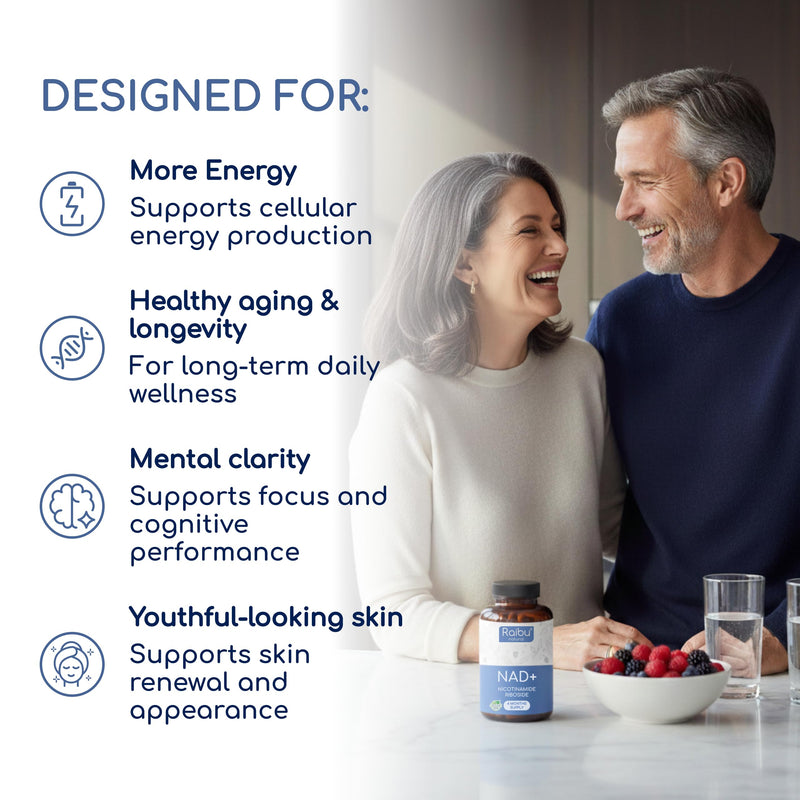 NAD+ Supplement with Nicotinamide Riboside (Niacin) - 4 Month Supply (120 Capsules) - Energy, Cellular & Healthy Aging Support - 300 mg per Serving - Vegan, Non-GMO, GMP Certified NAD+